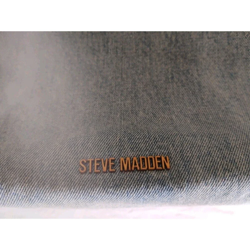 Steve Madden Denim Jean Hobo Slouch Shoulder Bag Blue Bdempsys EUC